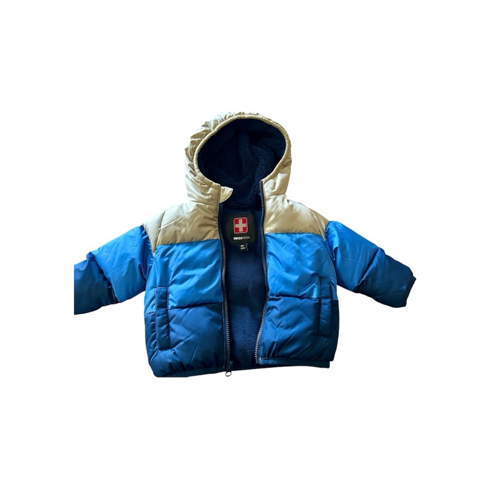 Swiss Tech Blue and Tan Puffer Jacket